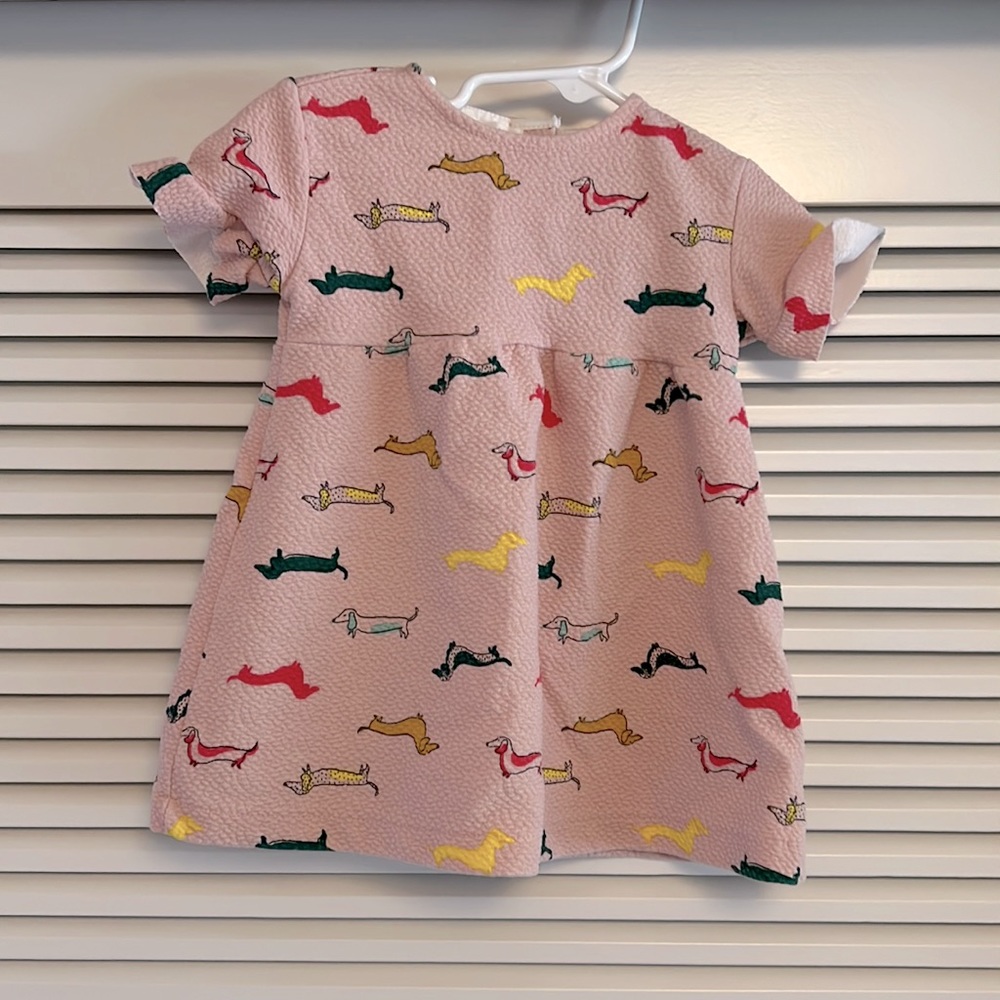 Pink dachshund print dress from Zara, size 9-12 months